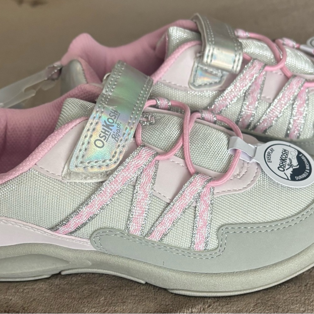 NWT OshKosh B'gosh Kids' Pink and Silver Sneakers - Picture 3 of 5